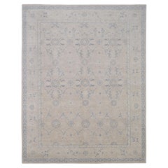 Neo-Classical Blue and Ivory Tabriz Style Wool Rug 8'x10'1''