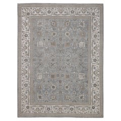 Neo-Classical Blue Grey Taupe Wool Rug 8'11''x11'11''