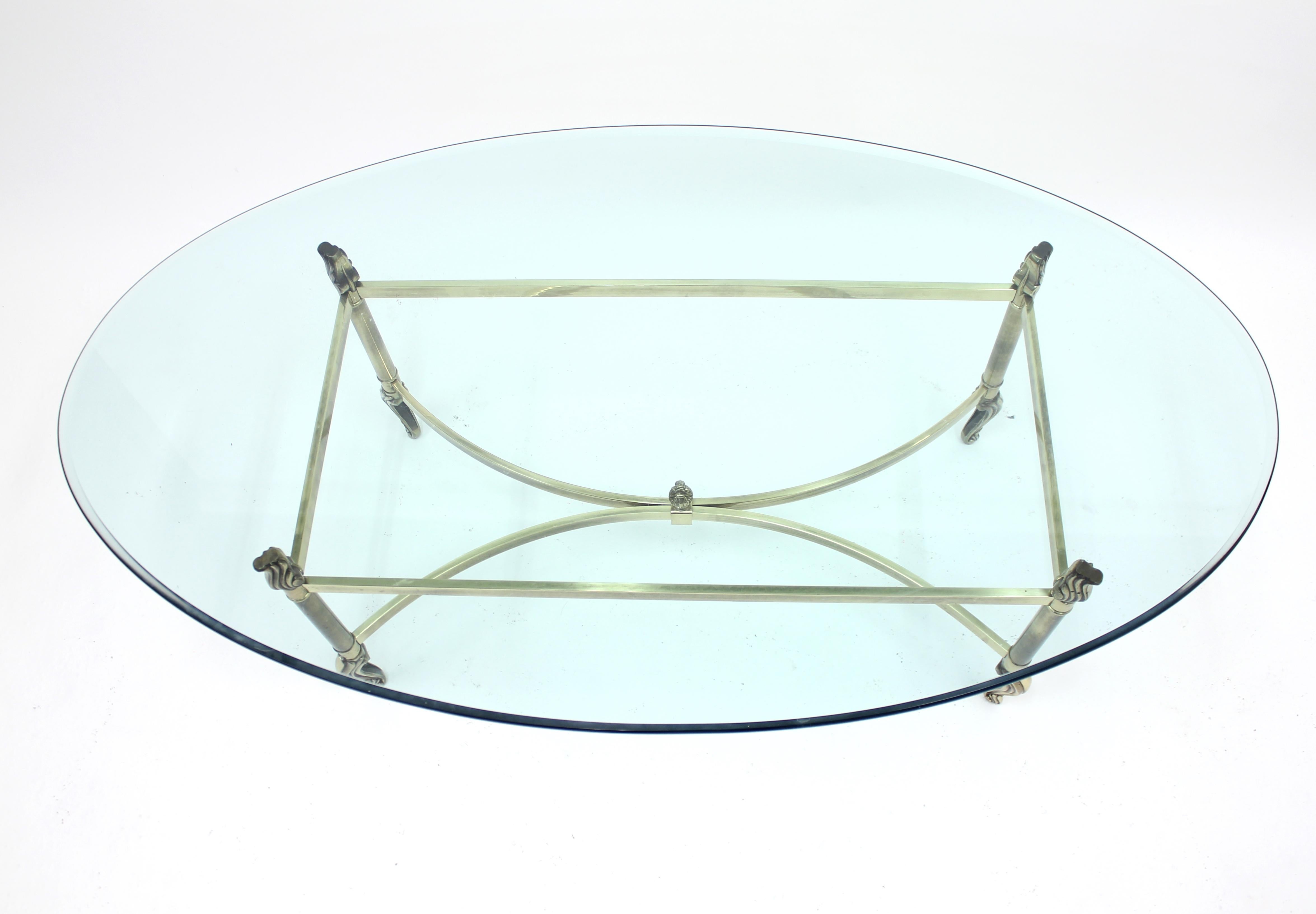 Neoclassical Brass Coffee Table, 1980s 8