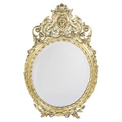Neo-classical brass oval table top dressing mirror