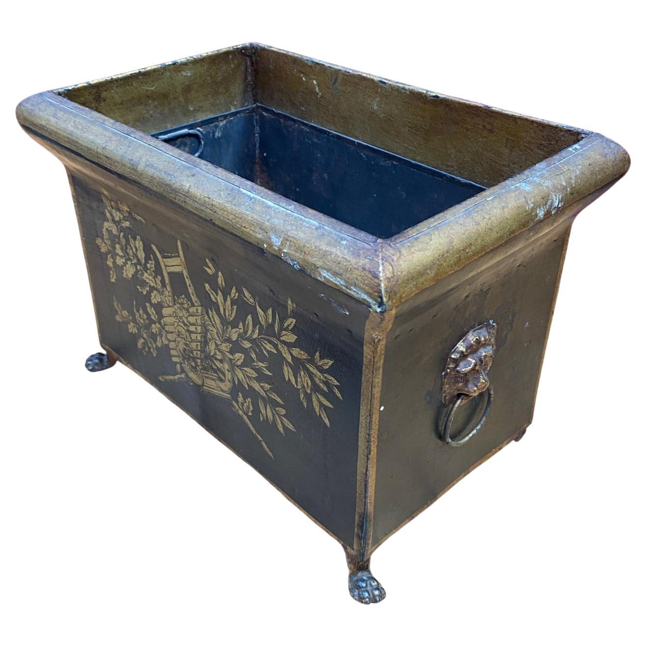 Neo Classical Brass Planter with Paw Feet & Lion Head Ring Handles, circa 1880 For Sale