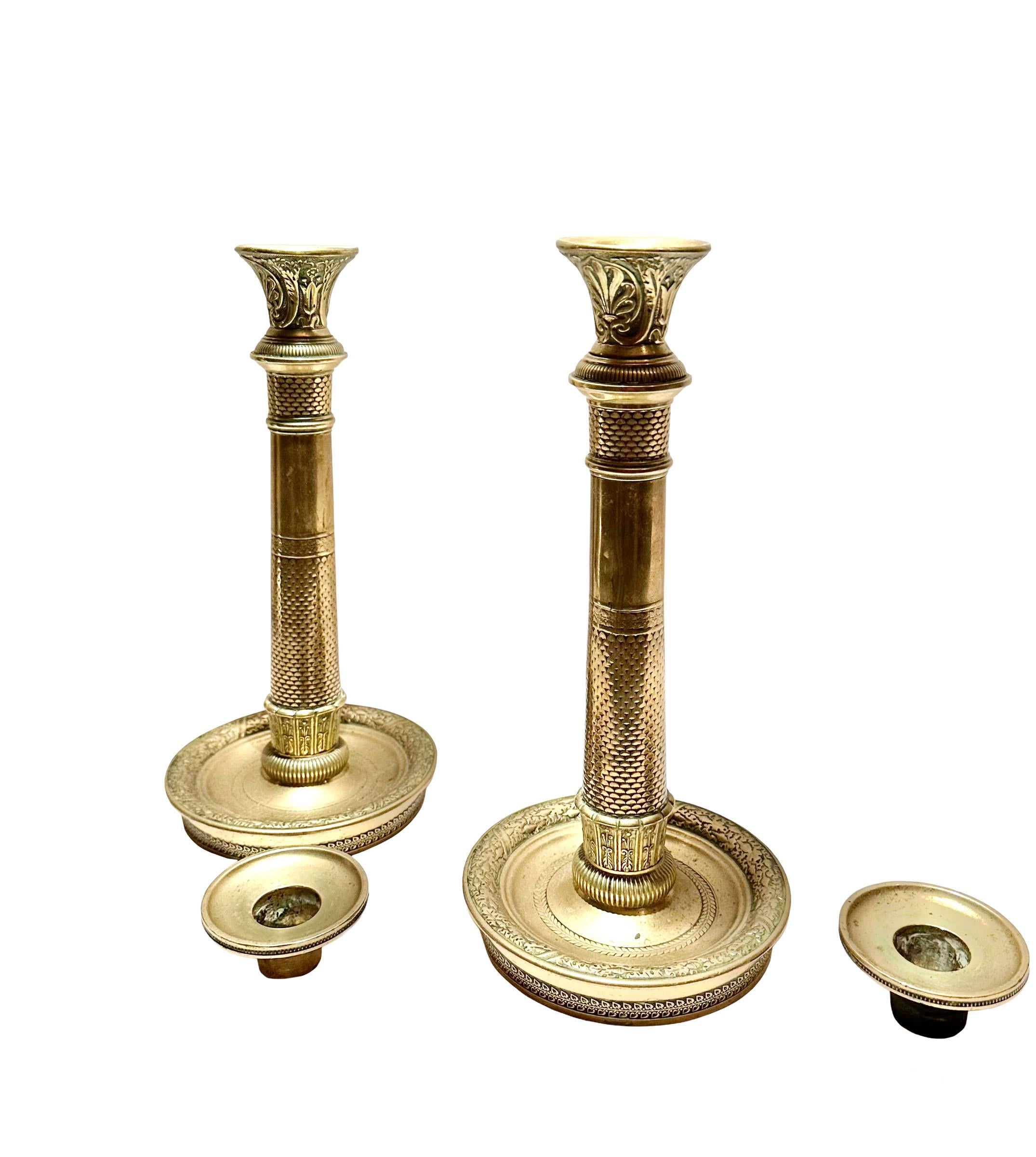 Neoclassic Bronze Candle Holders For Sale 1