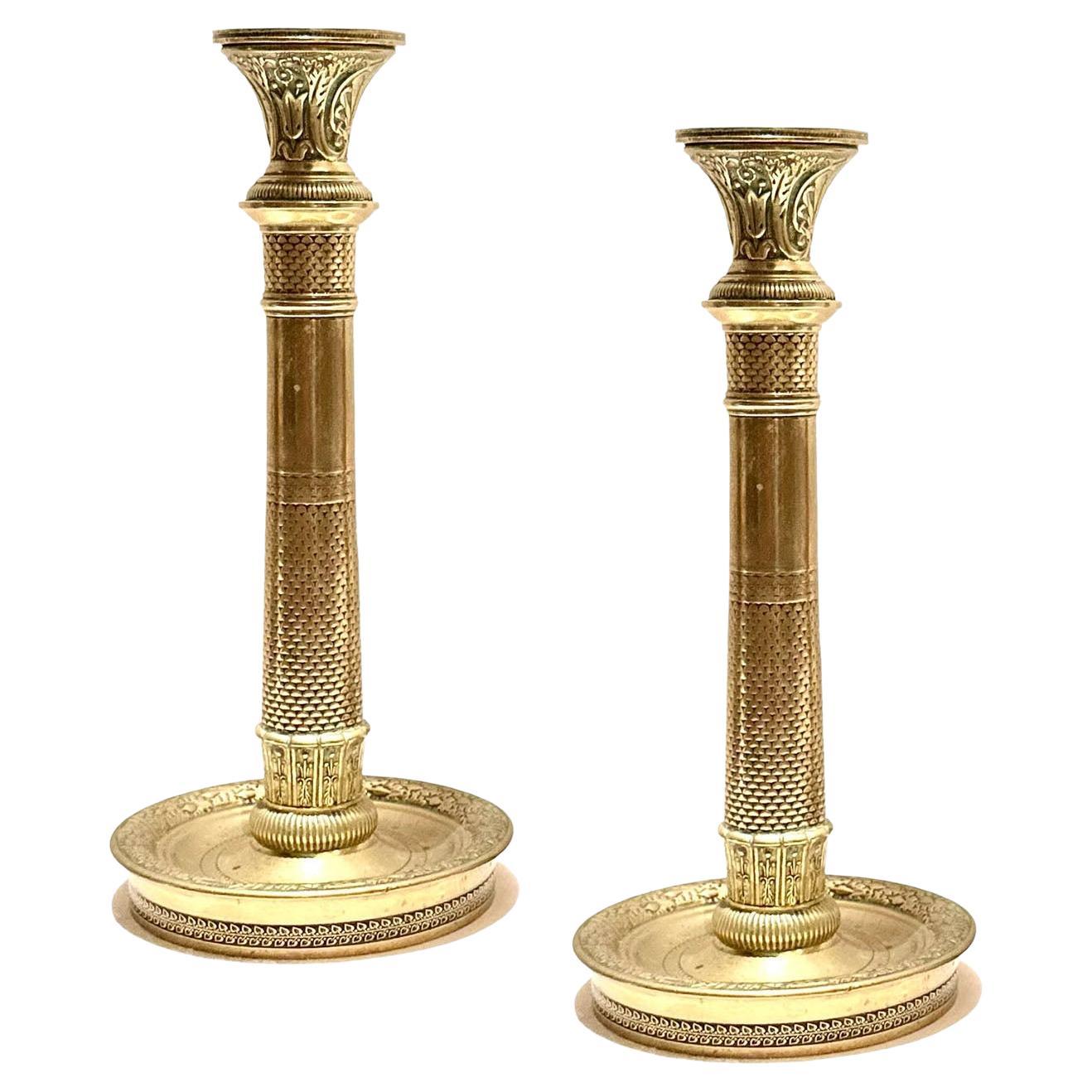 Neoclassic Bronze Candle Holders