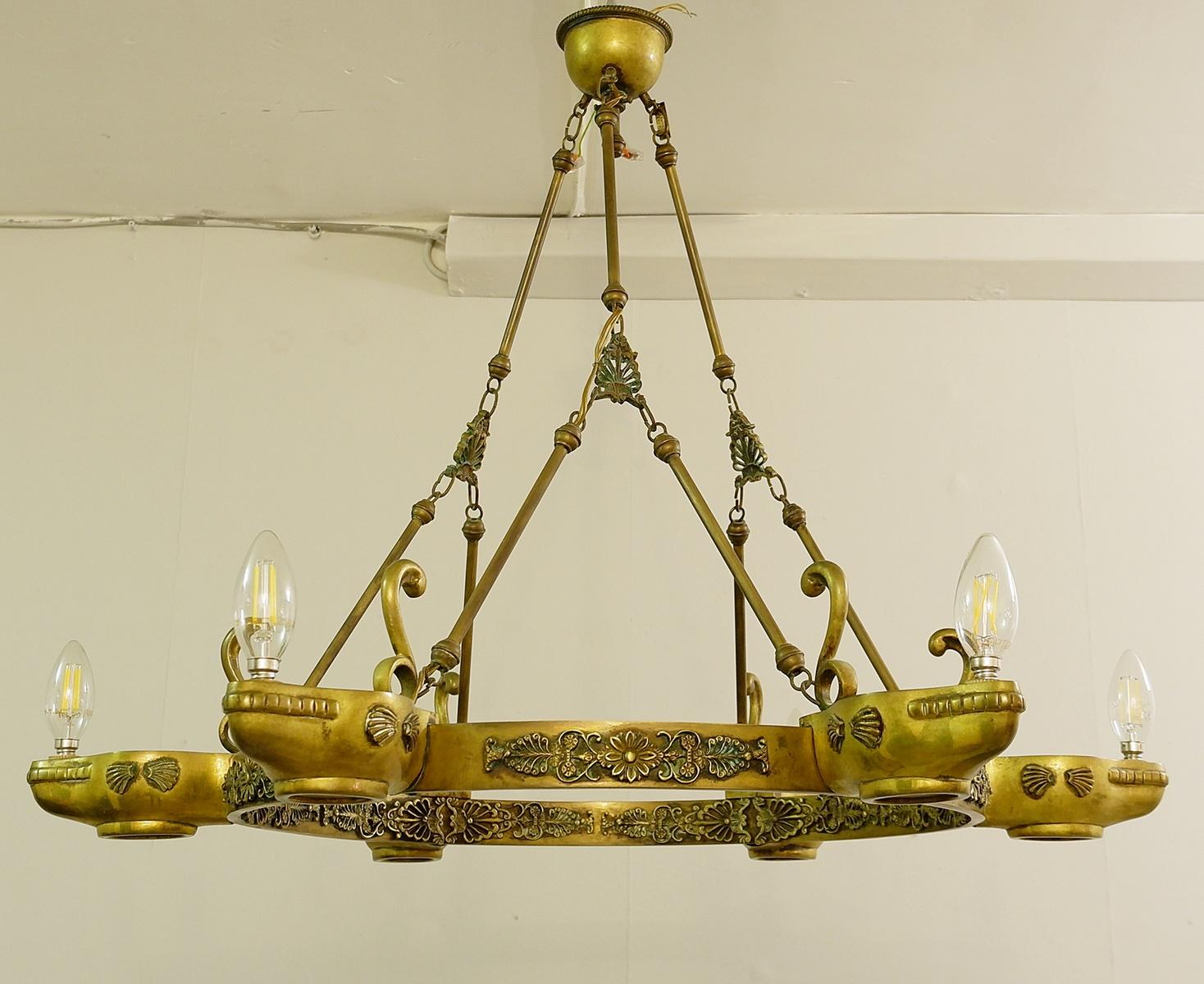 Neo Classical Bronze Crown Chandelier 1