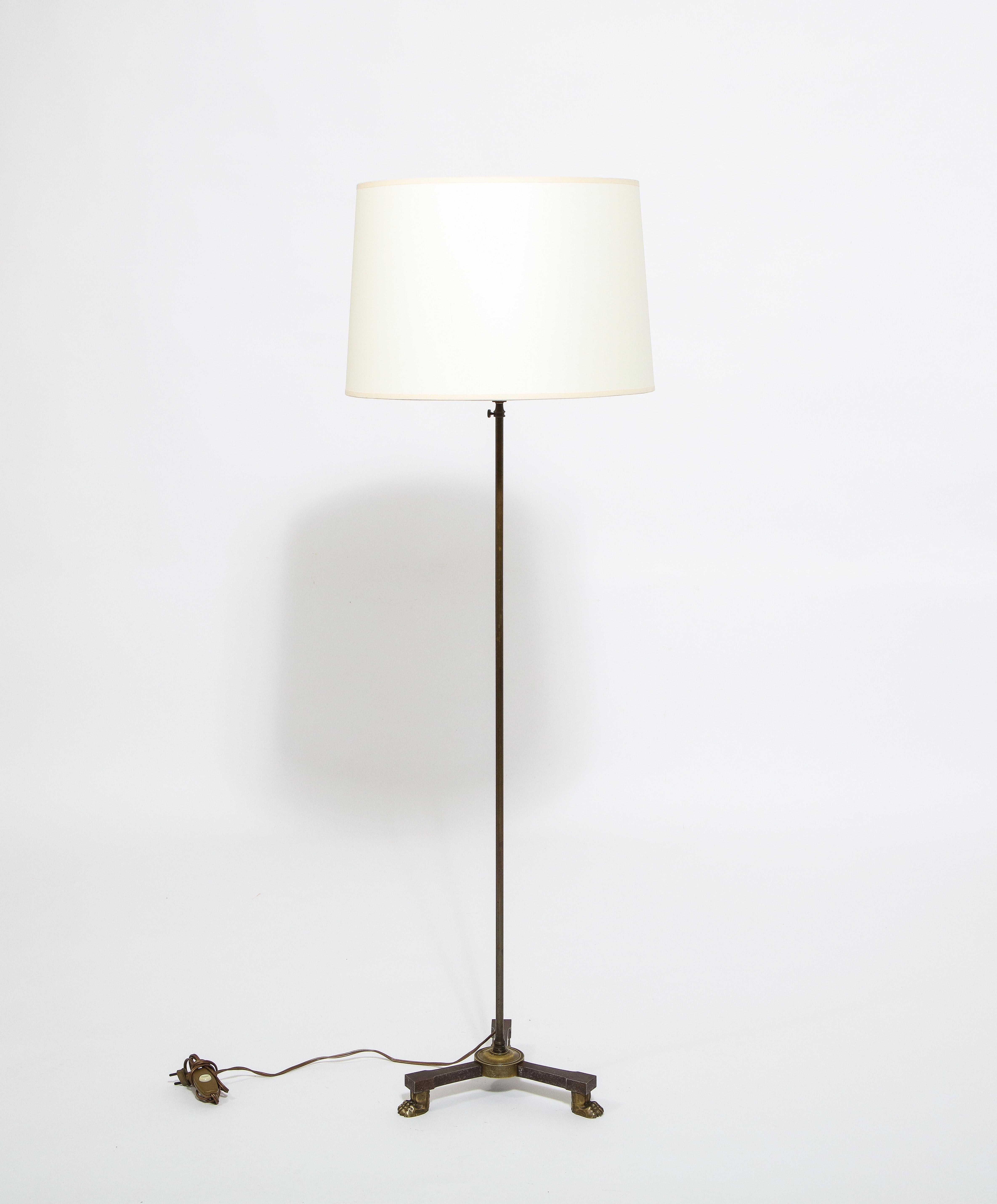 French Neo Classical Bronze Floor Lamp by André Arbus, France, 1940's