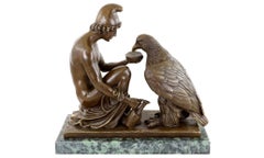 Neo-Classical Bronze Sculpture of Ganymede and Zeus' Eagle