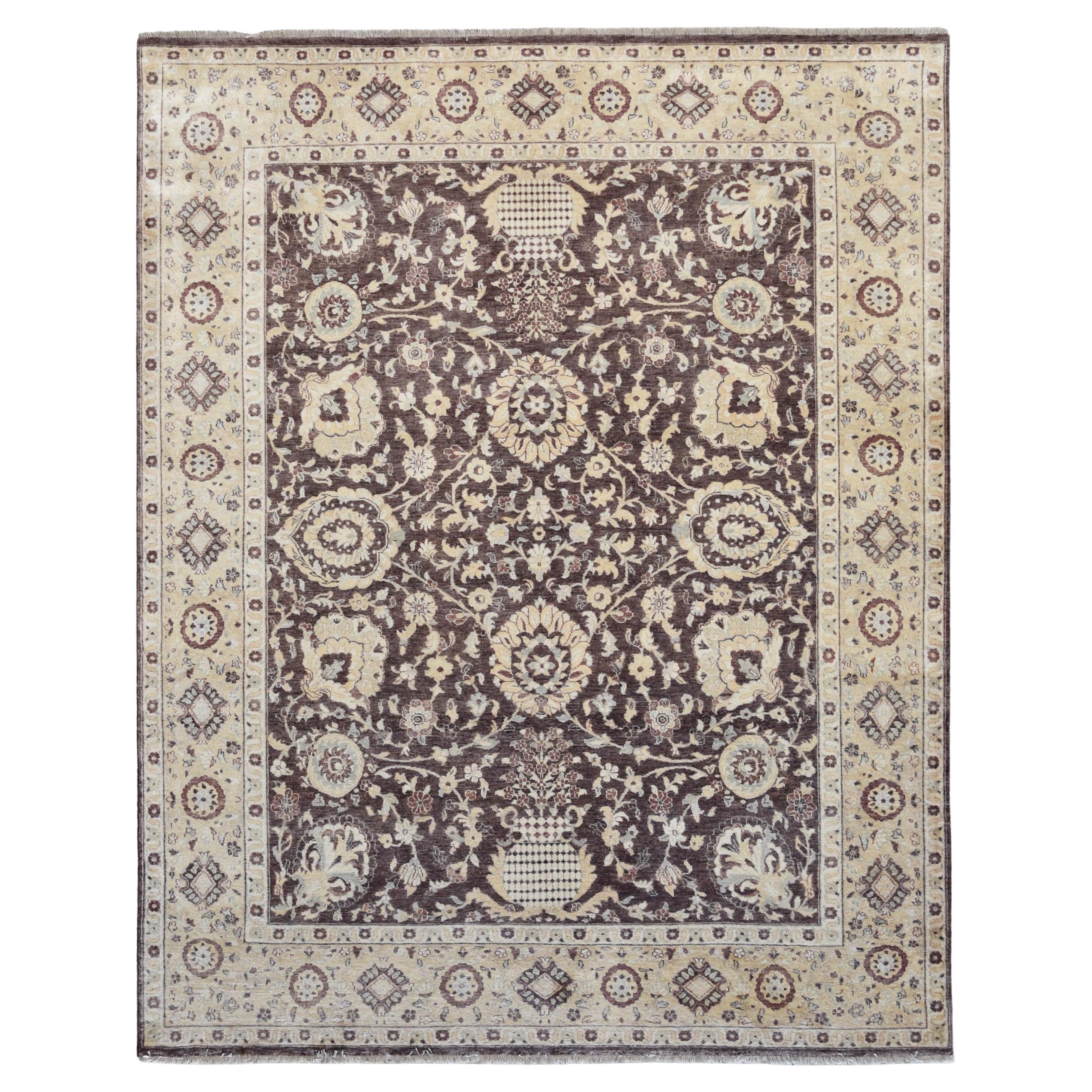 Neo-Classical Brown and Beige Wool Rug 7'11''x9'11''