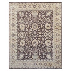 Neo-Classical Brown and Beige Wool Rug 7'11''x9'11''