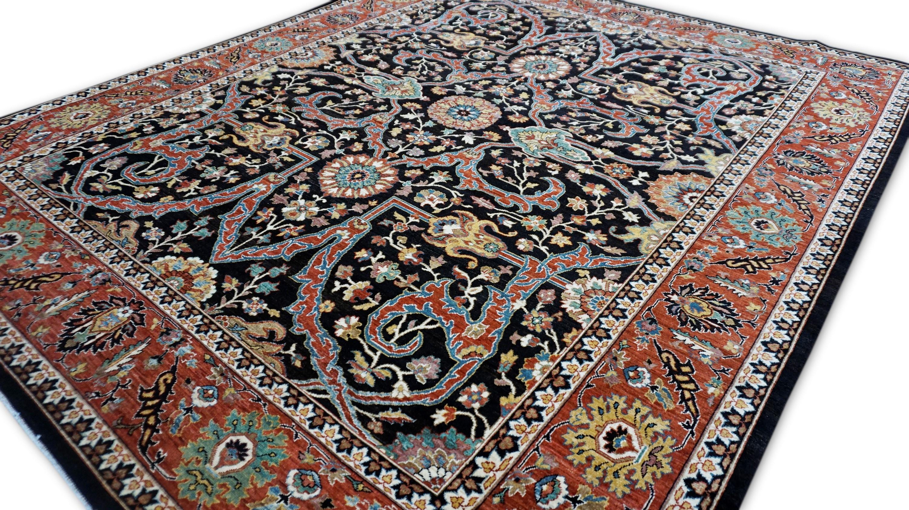 Neoclassical Neo-Classical Brown and Rich Tones Wool Rug 8'x9'8'' For Sale