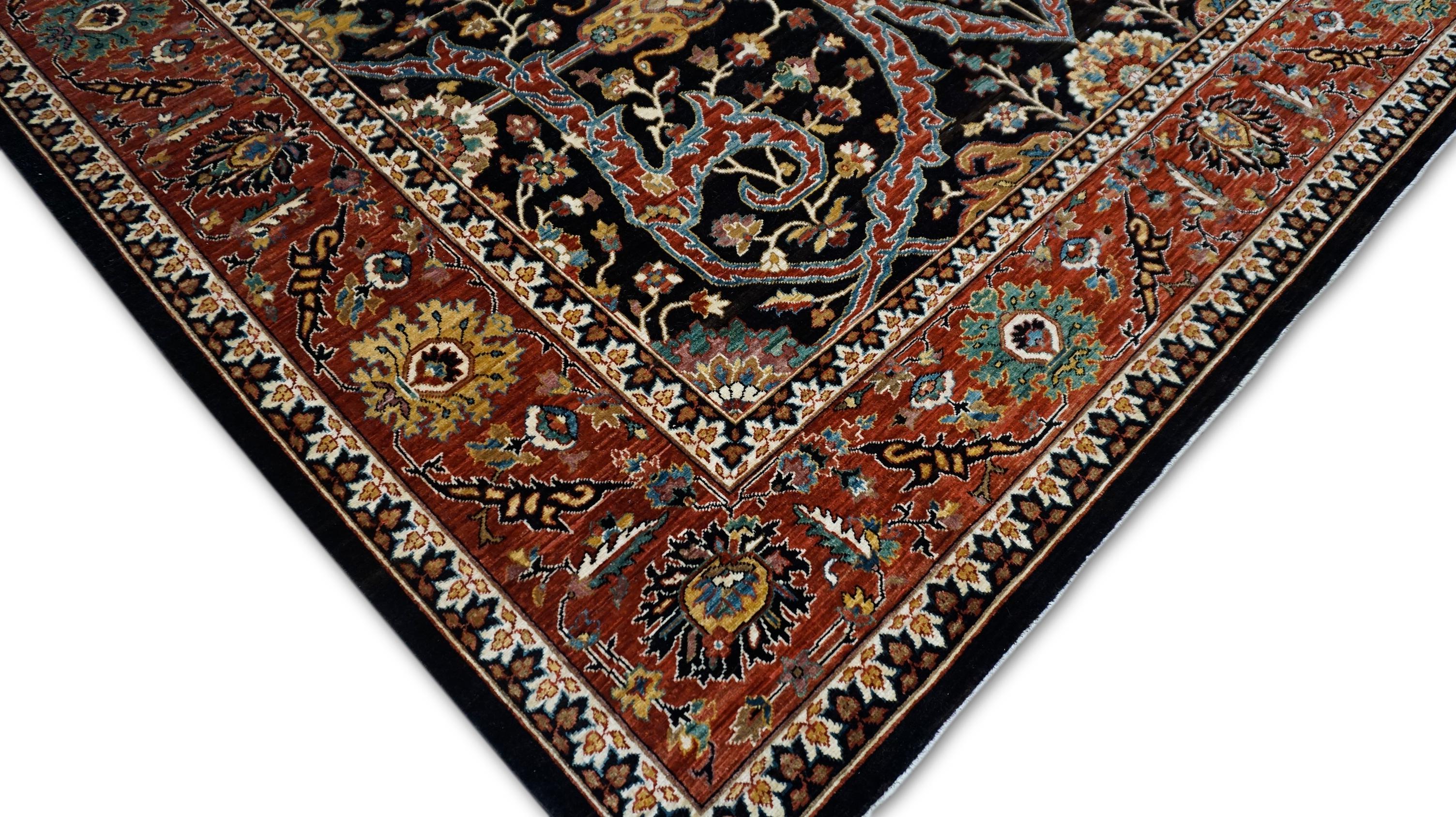 Neo-Classical Brown and Rich Tones Wool Rug 8'x9'8'' For Sale 1
