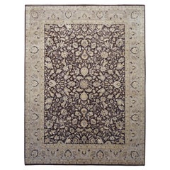Tappeto neoclassico in lana marrone, avorio e beige in stile Sultanabad Rugs 8'10''x11'10''