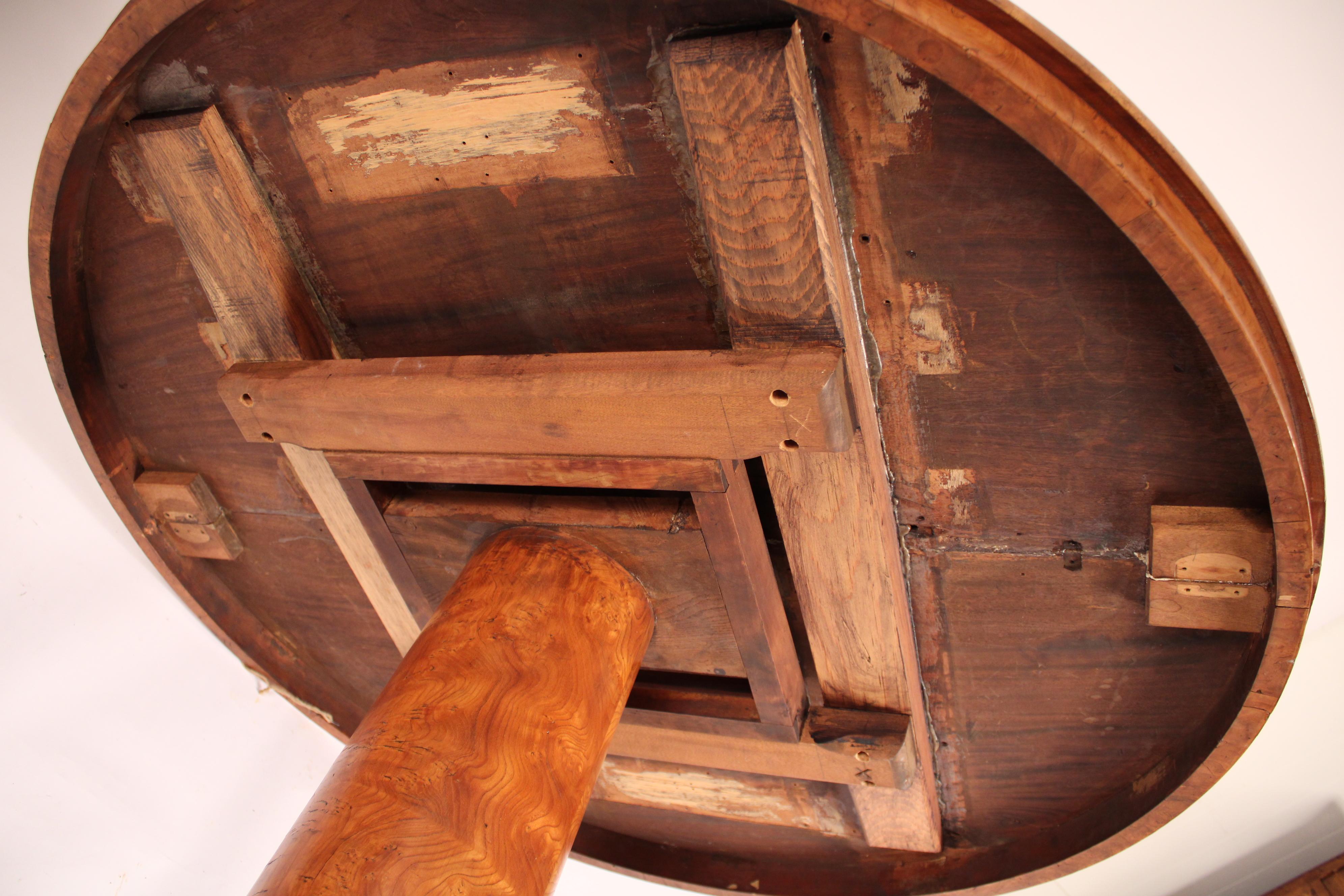 Neo Classical Burl Ash Center Table with Bronze Mounted Feet For Sale 7