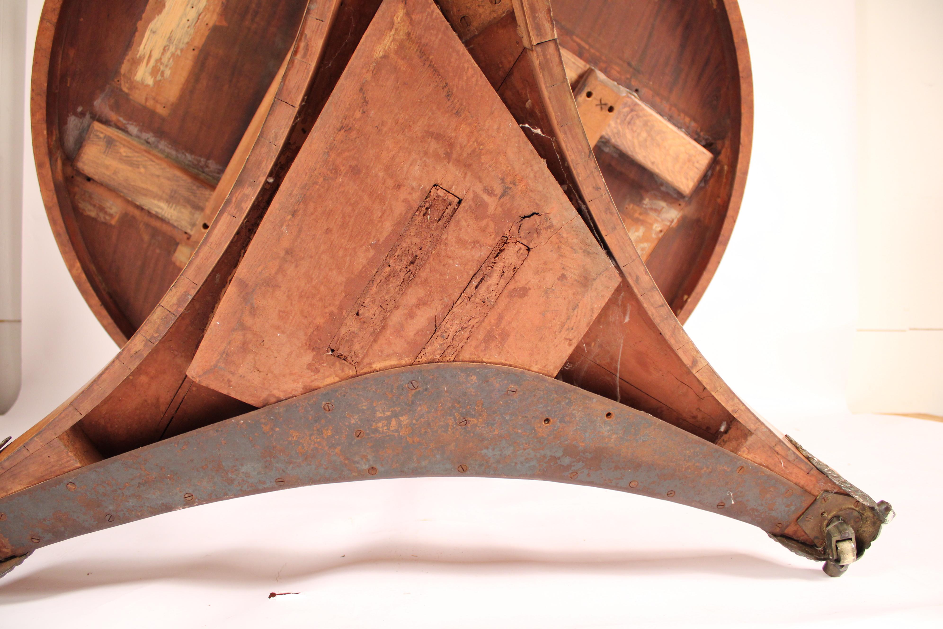 Neo Classical Burl Ash Center Table with Bronze Mounted Feet For Sale 10