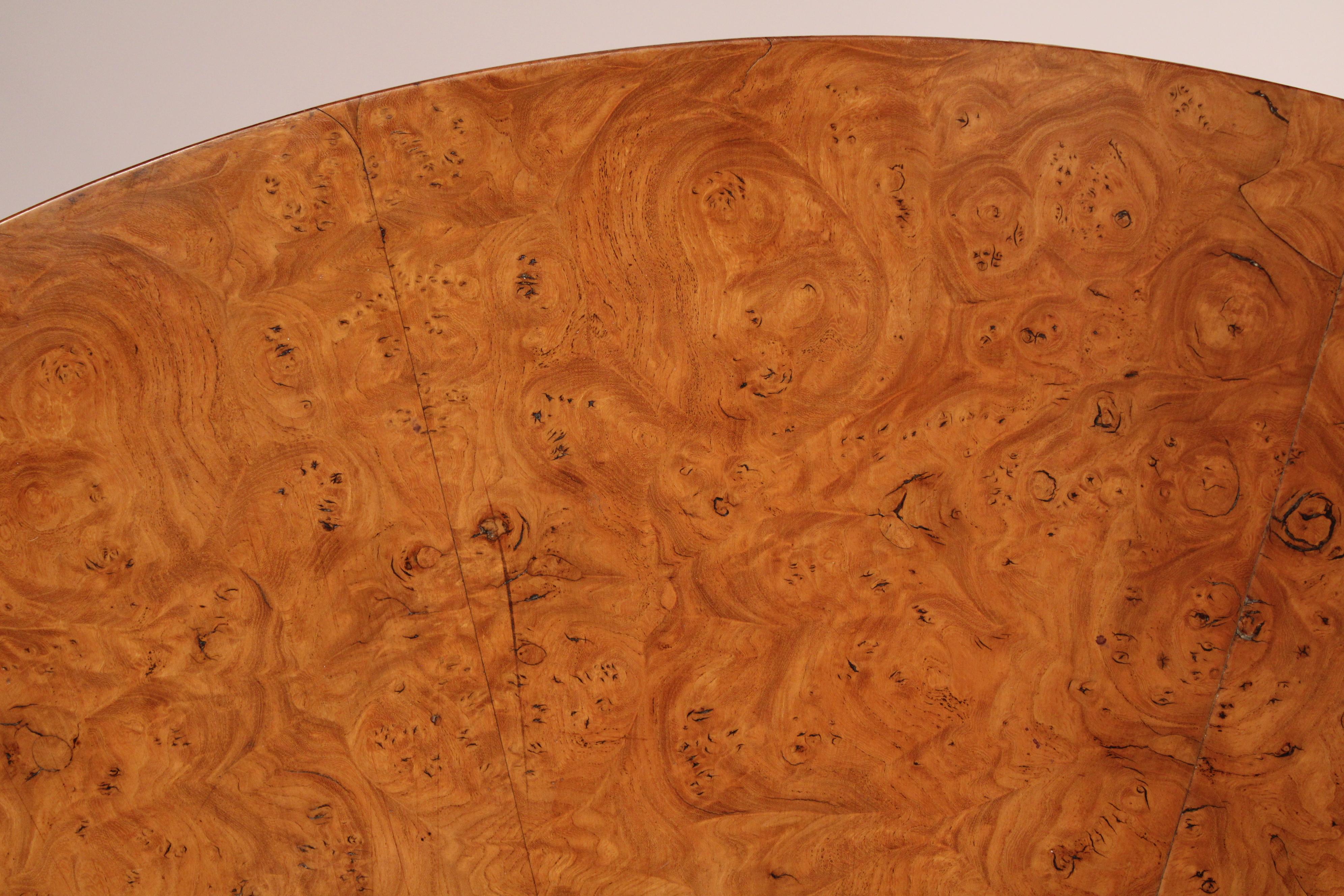 Mid-19th Century Neo Classical Burl Ash Center Table with Bronze Mounted Feet For Sale