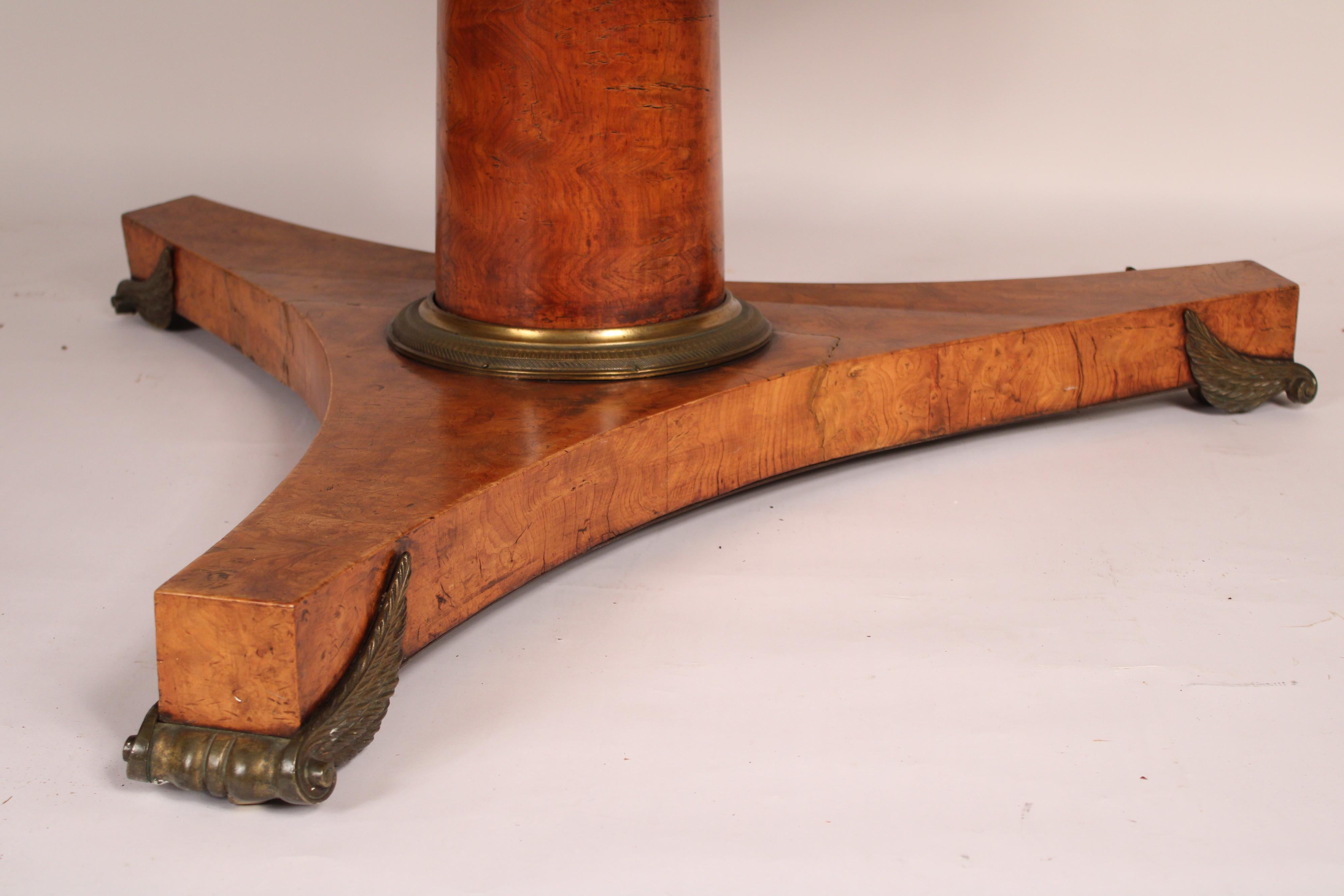 Neo Classical Burl Ash Center Table with Bronze Mounted Feet For Sale 2