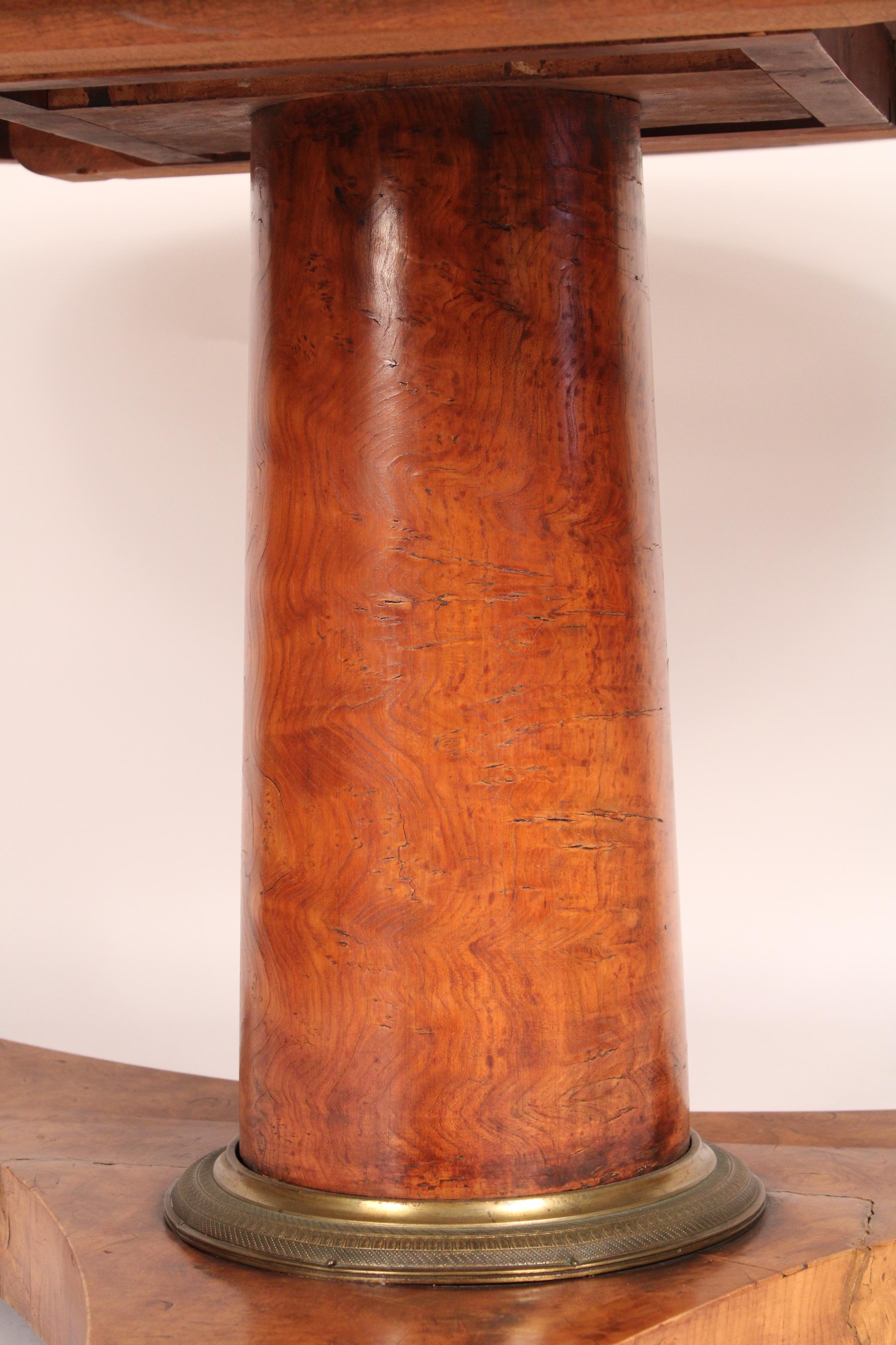 Neo Classical Burl Ash Center Table with Bronze Mounted Feet For Sale 3