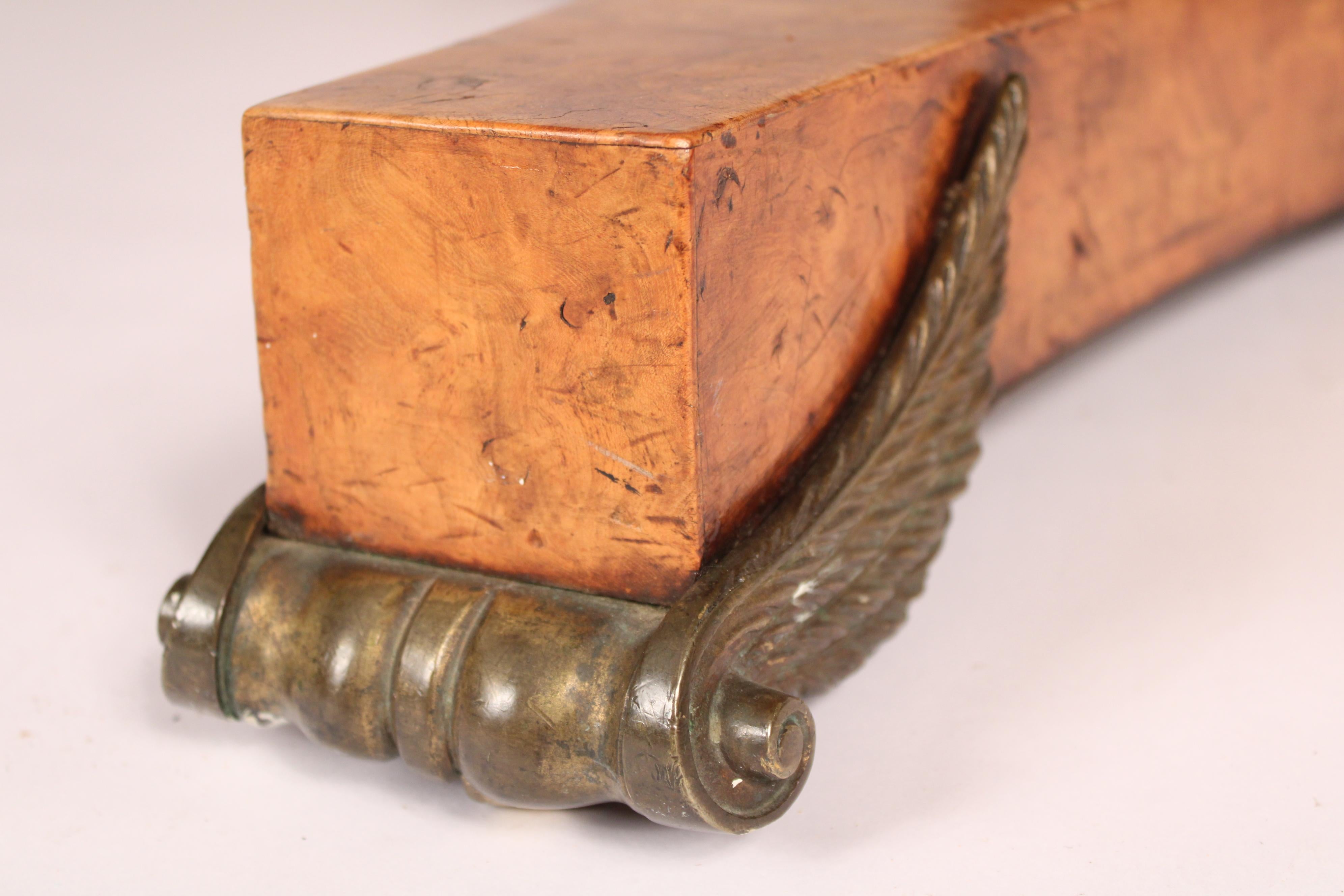 Neo Classical Burl Ash Center Table with Bronze Mounted Feet For Sale 4