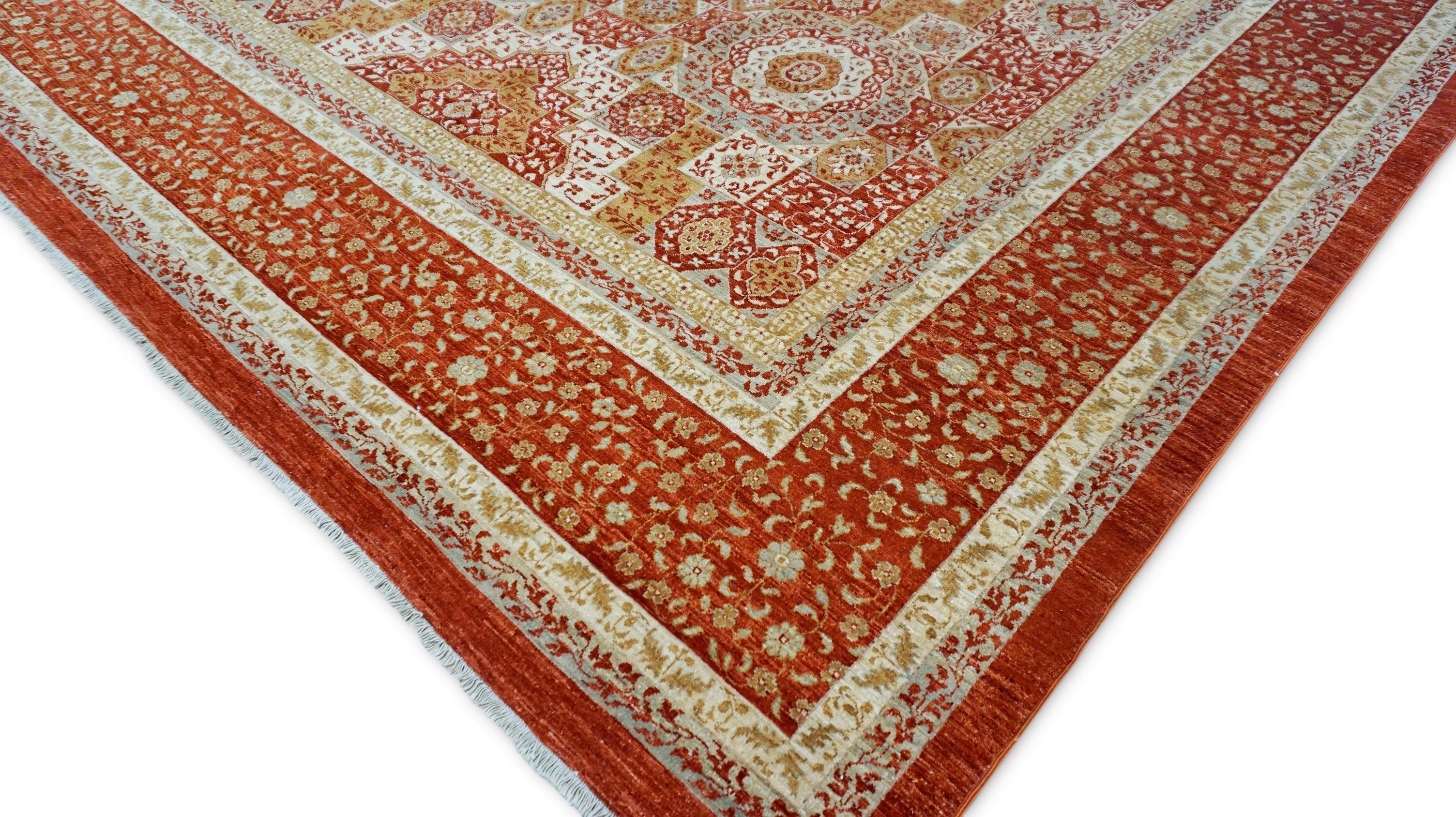 Tappeto Neo-Classico in Lana Mamluke Arancio Bruciato e Avorio 8'5''x10'6'' In condizioni Nuovo in vendita a Torrance, CA