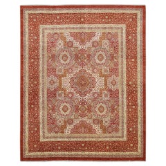 Neo-Classical Burnt Orange and Ivory Mamluk Wool Rug 8'5''x10'6''