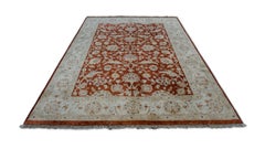 Neo-Classical Burnt Orange Beige Floral Designed Wool Rug 4'10''x7'