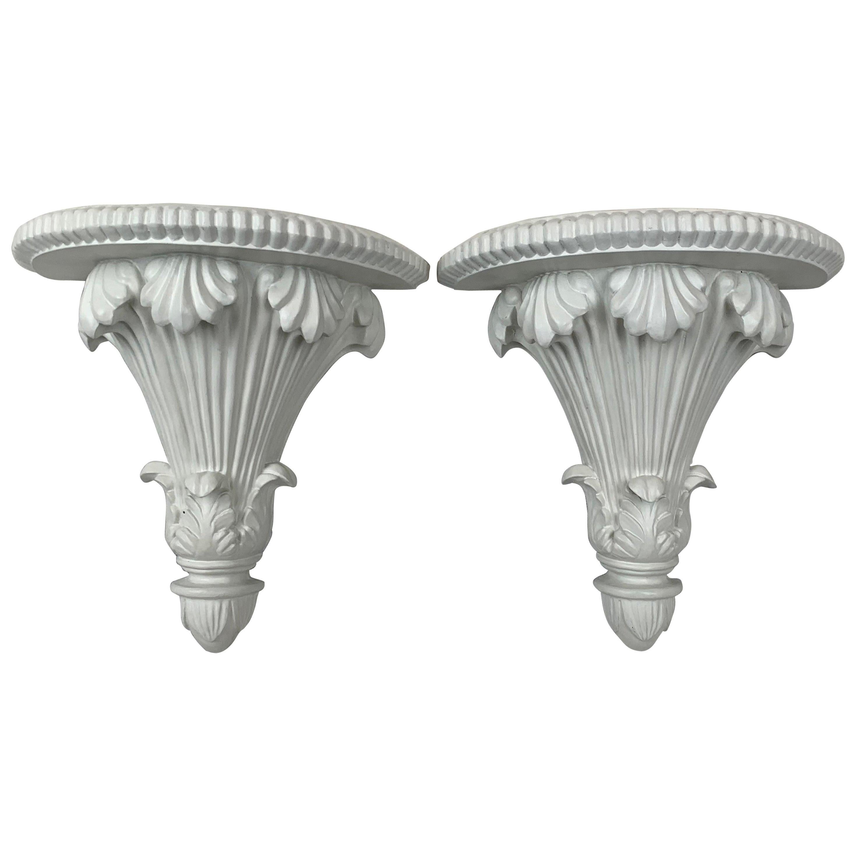 A Pair of Wall Brackets in White in a Neoclassical Style