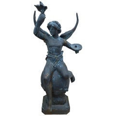Retro Neoclassical Cast Iron Statue of “The Arts”