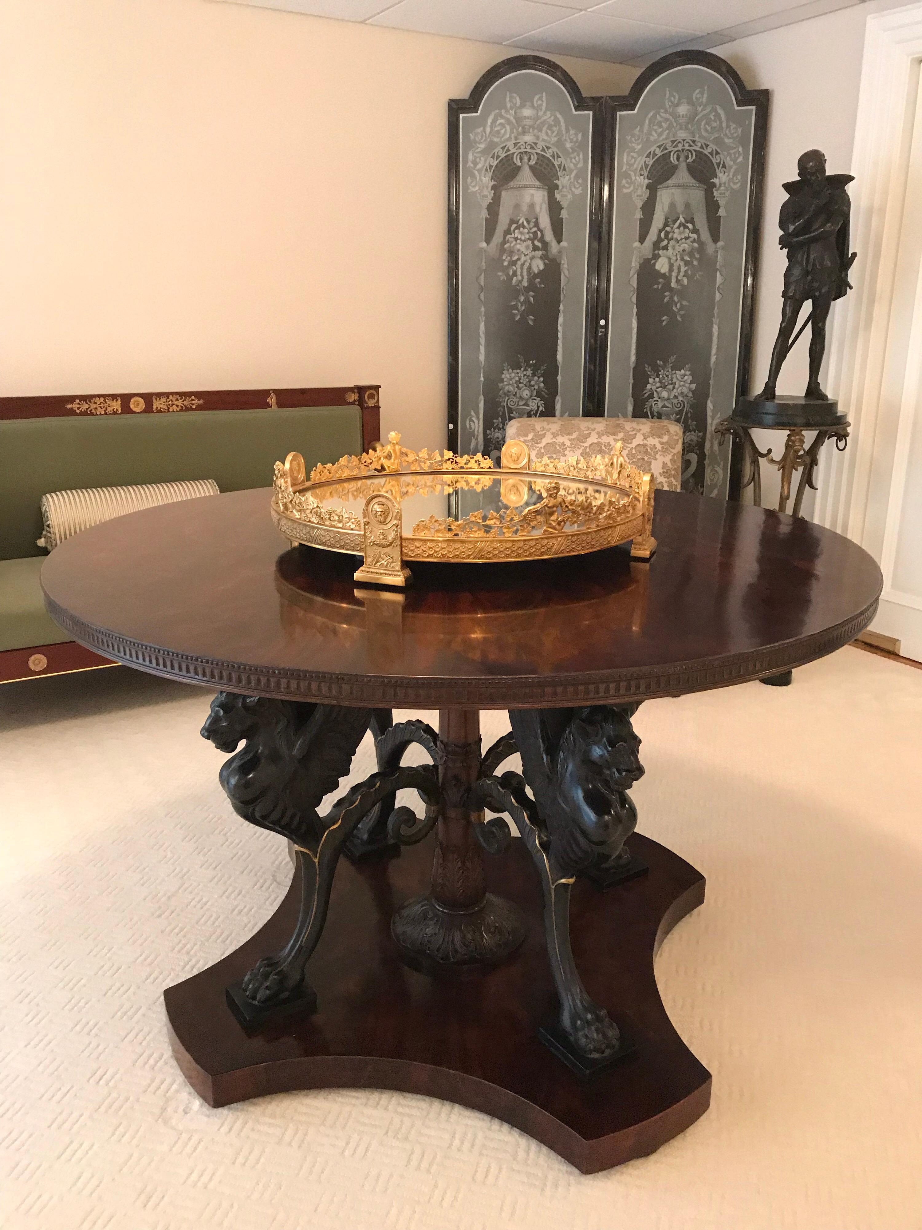 Hand-Carved Neoclassical Center Table 