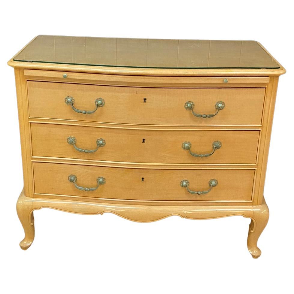 Neo-Classical Chest of Drawers in Sycamore and Patinated Bronze, circa 1940/1950