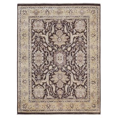 Neo-Classical Chocolate Brown and Beige Sultanabad Rug 7'8''x10'' (en anglais)
