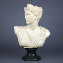 Neoclassical Composition Bust of Classical Diana, Signed A. Santini 20th Century