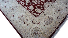 Neo-Classical Deep Burgundy and Cream Wool Rug 9'x11'8''