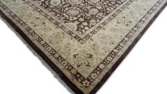 Neo-Classical Deep Chocolate Brown and Beige Wool Rug 8'10" x 12'10"