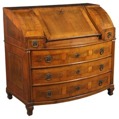 Neo-Classical Drop-Leaf Secretaire Cherry Walnut Maple Trentino, 1700