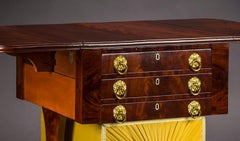 Neoclassical Drop-Leaf Work Table with Lyre Ends
