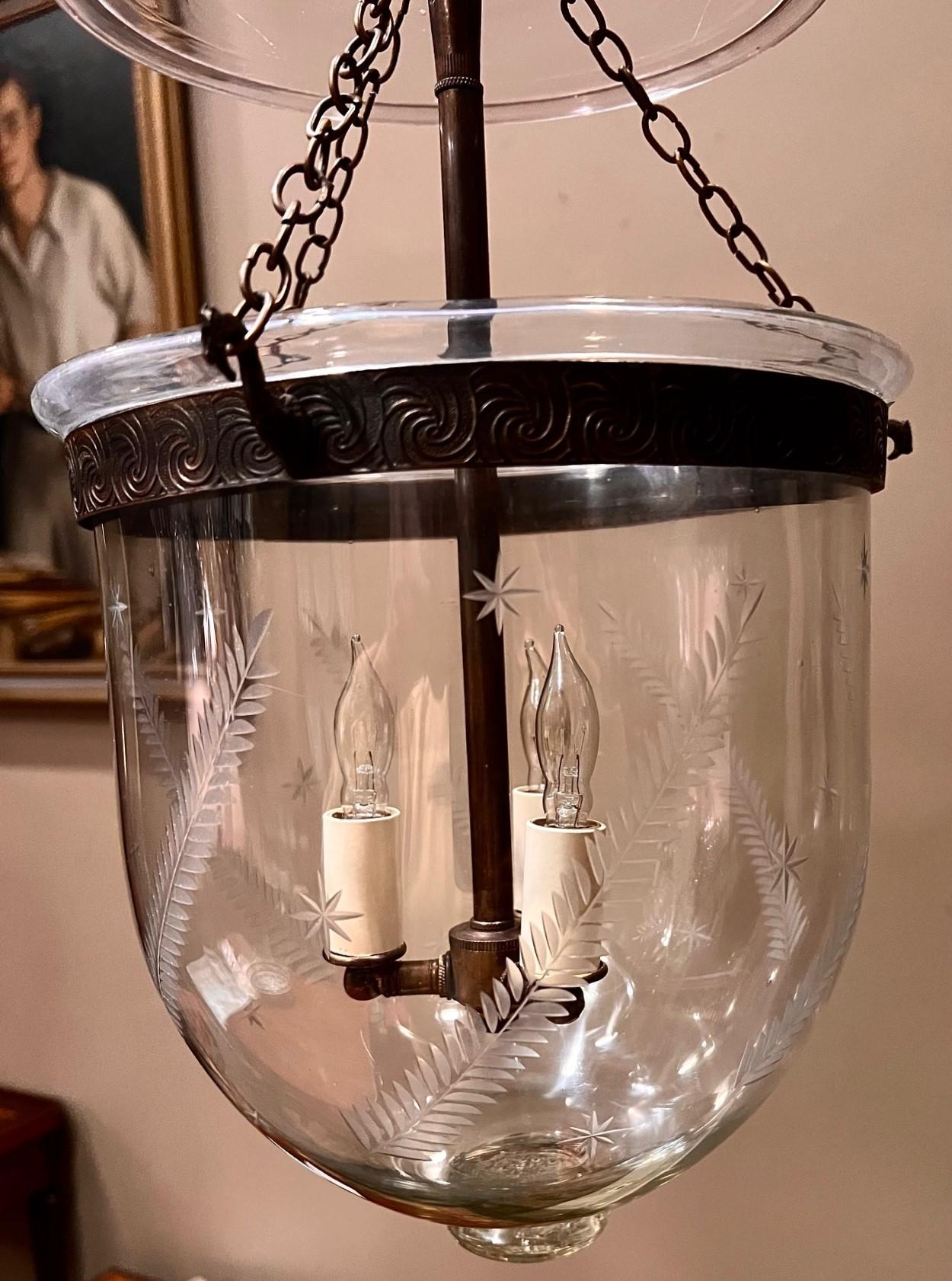 English Neo-Classical Fern & Star Bell Jar Lantern, England, Circa:1830
