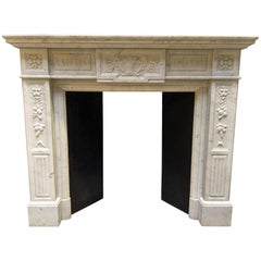 Neo-classical Fireplace in Carrara Marble, Late 19th Century