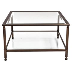 Tavolino da caffè neoclassico in vetro bronzato scanalato, anni '60