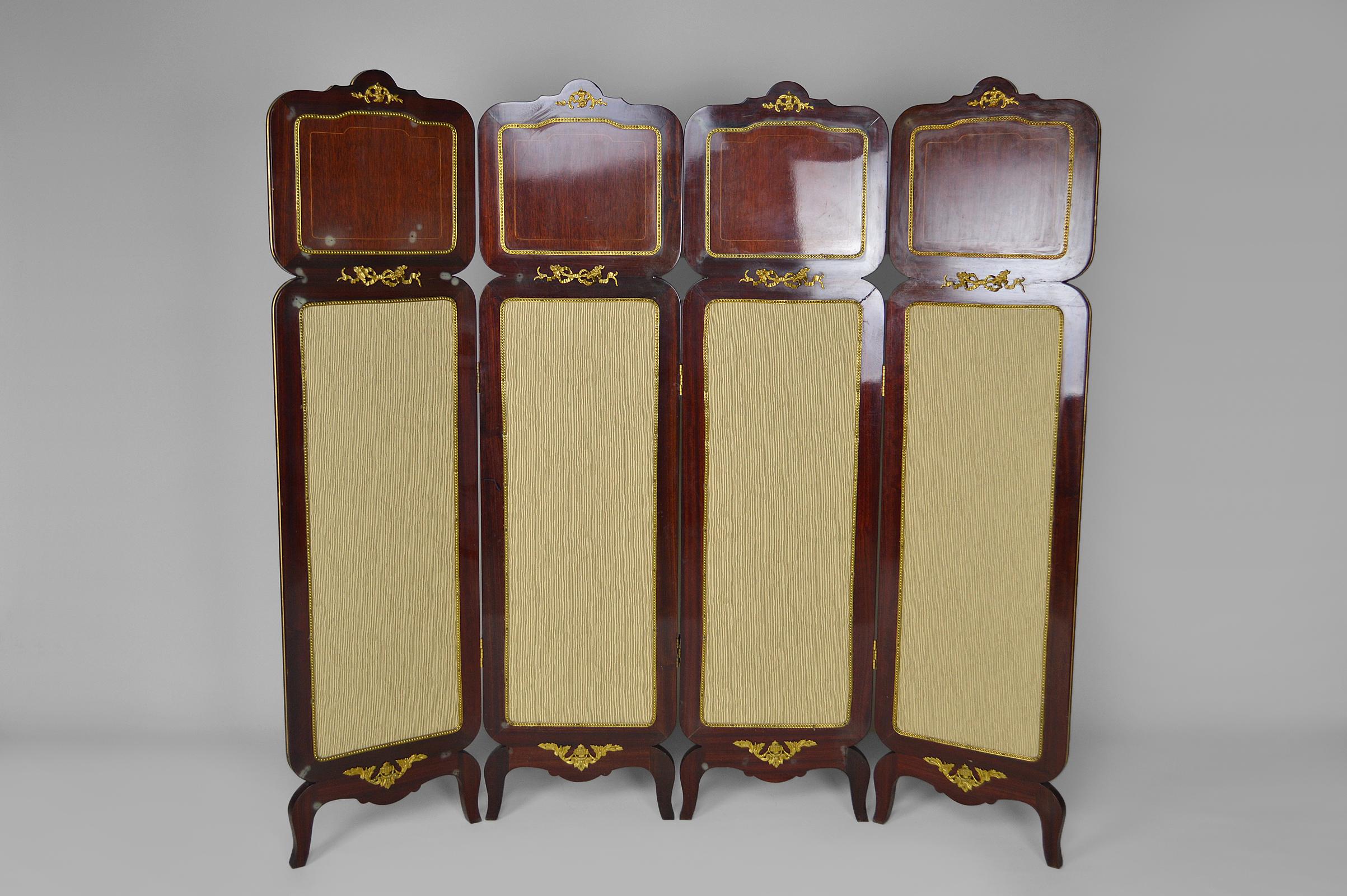 Neoclassical Revival Neo-Classical Folding Screen with Marquetry, France, circa 1970 For Sale