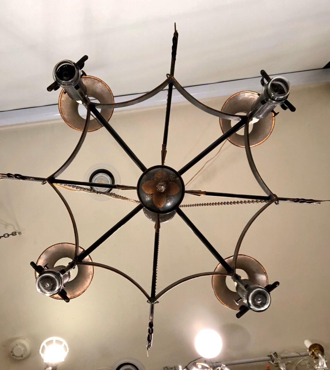 Neoclassical French Tole Argand Style Arrow Chandelier 7