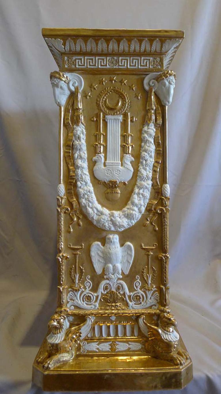 19th Century Neo-Classical Gilded and Natural Bisque Mantel Clock For Sale