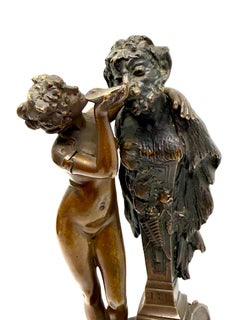 Neoklassische Grand Tour Bronze der Nymphe, die Pan Wasser gibt