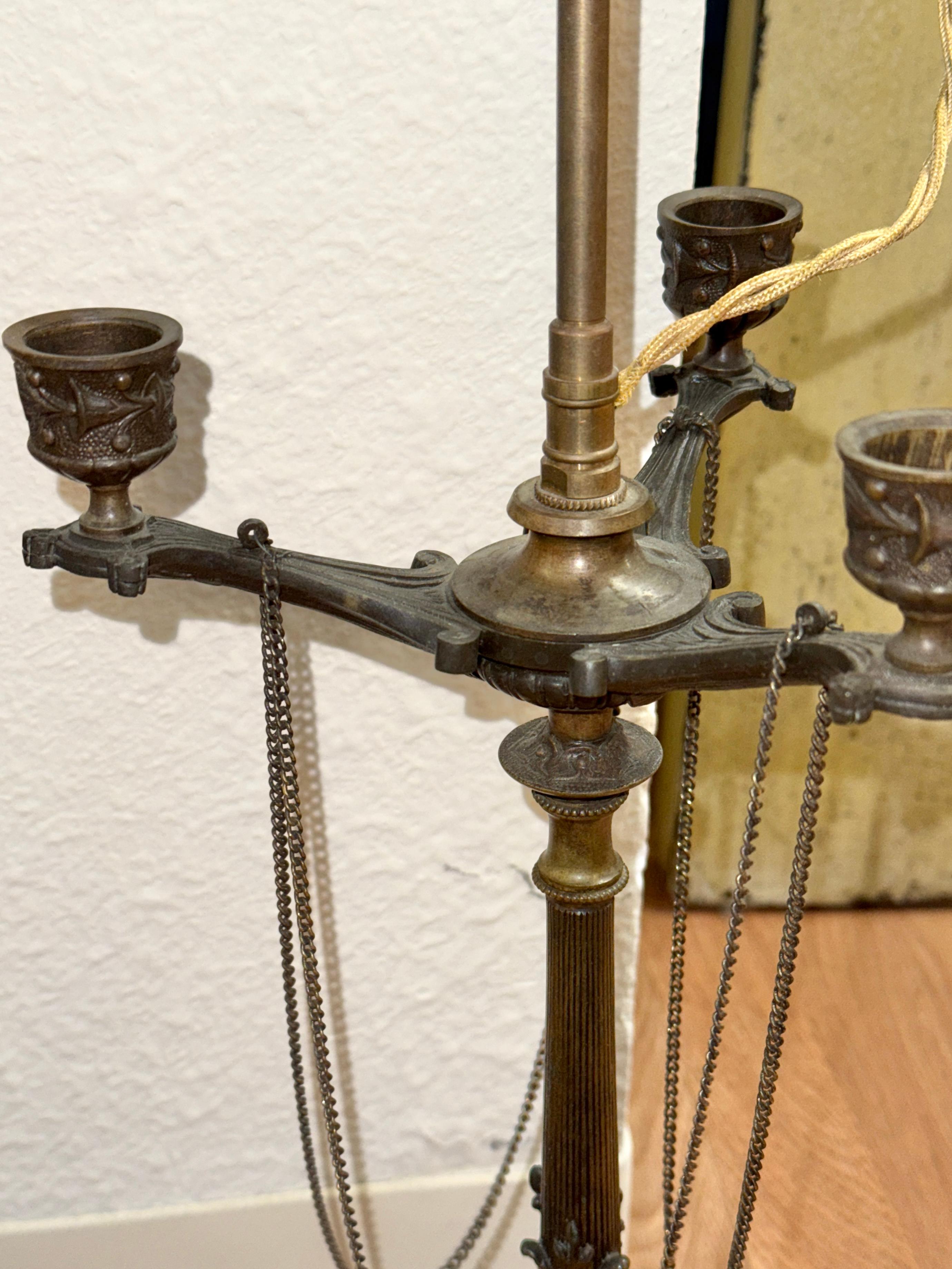 Neo-Classical Grand Tour Souvenir Bronze Candelabra  Lamps For Sale 9