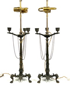 Neo-Classical Grand Tour Souvenir Bronze Candelabra  Lamps