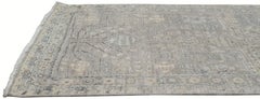 Neo-Classical Gray and Beige Wool Distressed Rug 2'6''x15'7''