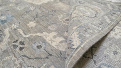 Neo-Classical Gray & Blue Mahal Designed Wool Rug 11'10''x14'10''