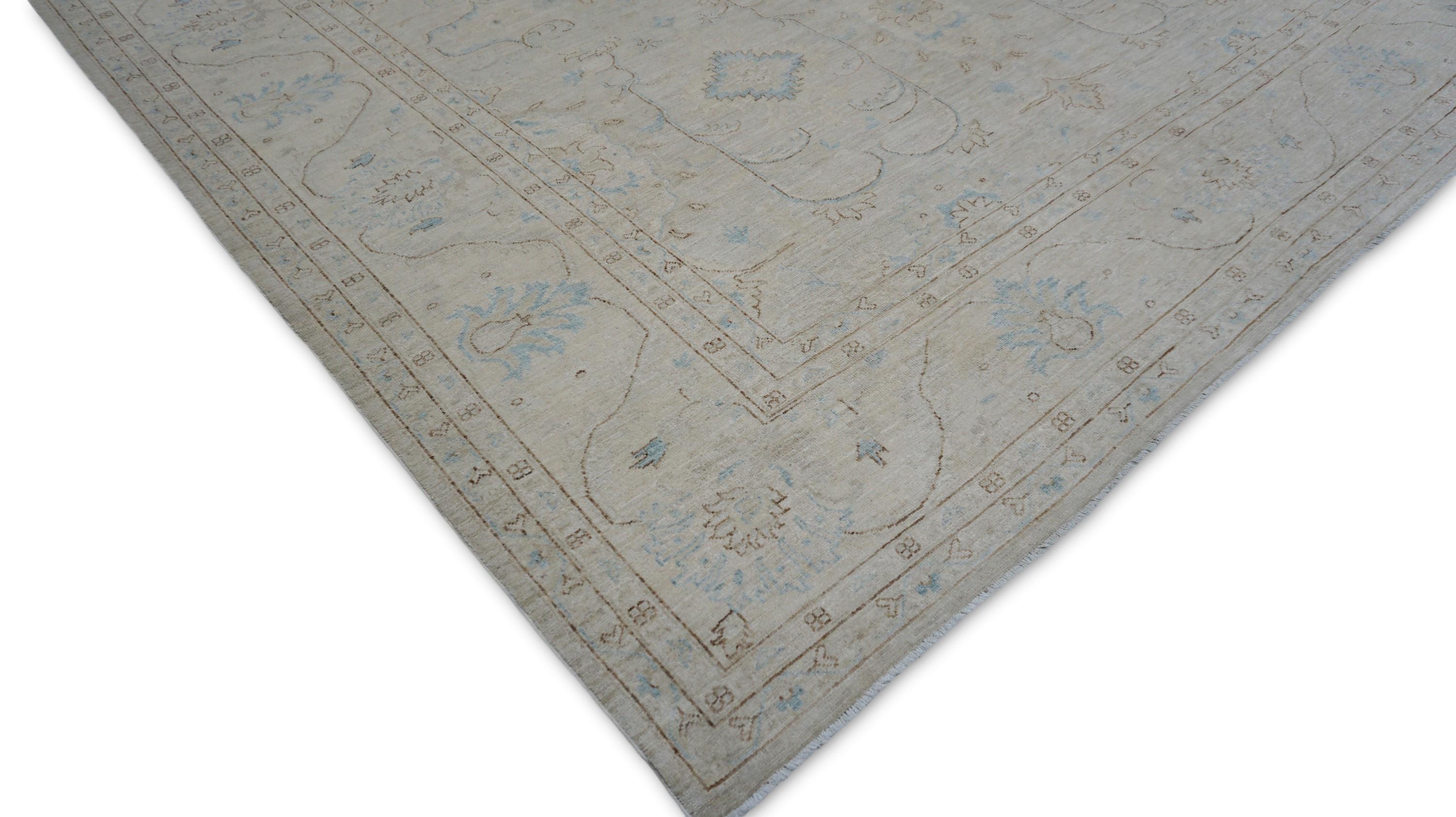 Tappeto Neo-Classico in Lana Design/One Avorio, Blu, Taupe 8'3''x9'8'' in vendita 3