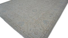 Neo-Classical Ivory, Blue, Taupe Oushak Designed Wool Rug 8'3''x9'8''