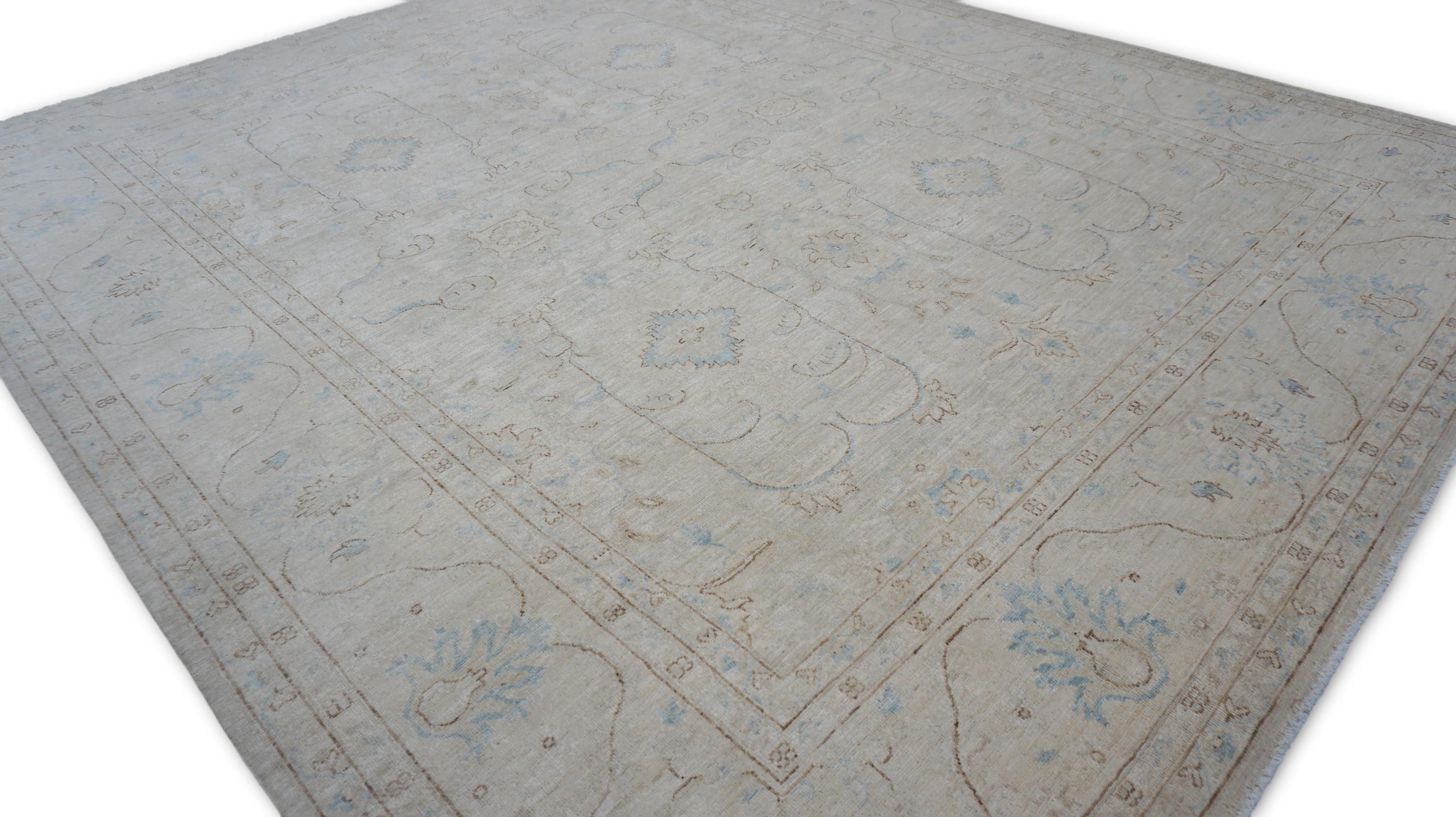 XXI secolo e contemporaneo Tappeto Neo-Classico in Lana Design/One Avorio, Blu, Taupe 8'3''x9'8'' in vendita