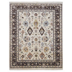Style néo-classique ivoire avec bordure Brown Heriz  Tapis 7'11''x10'1''