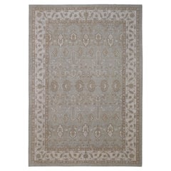 Neo-Classical Light Green and Ivory Wool Rug 8'9''x12'3''